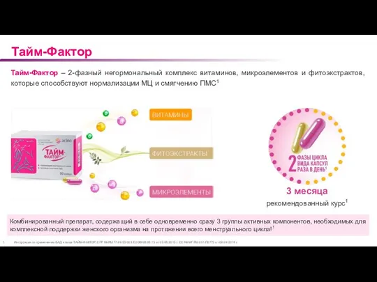 Тайм-Фактор Инструкция по применению БАД к пище ТАЙМ-ФАКТОР. СГР № RU.77.99.55.003.E.006908.06.15 от