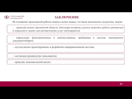 ЗАКЛЮЧЕНИЕ На основании проделанной работы можно сделать вывод, что были выполнены следующие