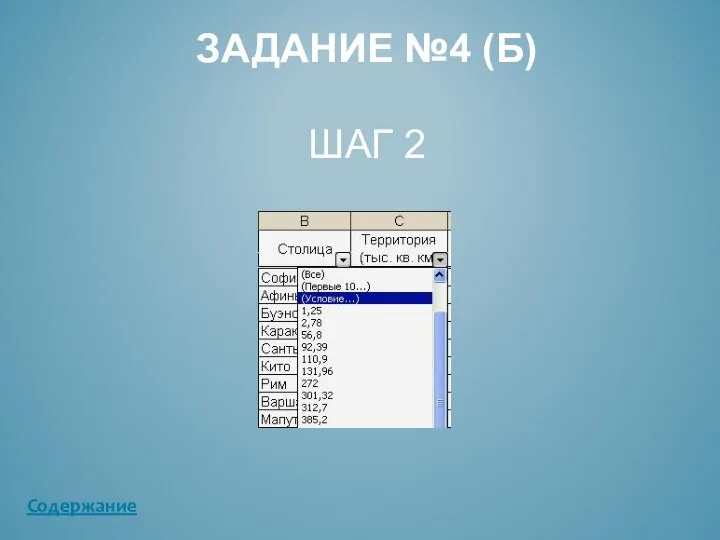 ЗАДАНИЕ №4 (Б) ШАГ 2 Содержание