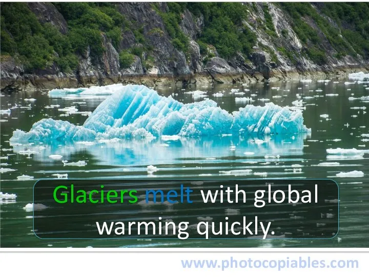 www.photocopiables.com Glaciers melt with global warming quickly.