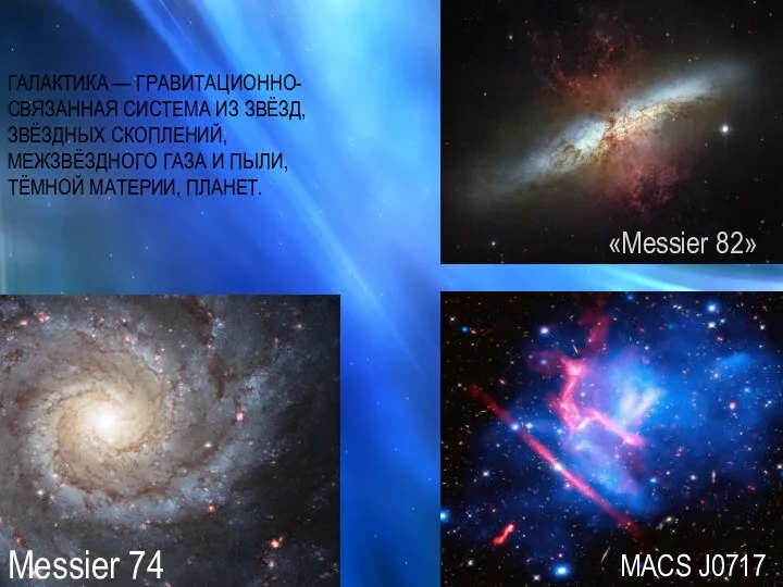 Messier 74 ГАЛАКТИКА — ГРАВИТАЦИОННО-СВЯЗАННАЯ СИСТЕМА ИЗ ЗВЁЗД, ЗВЁЗДНЫХ СКОПЛЕНИЙ, МЕЖЗВЁЗДНОГО ГАЗА