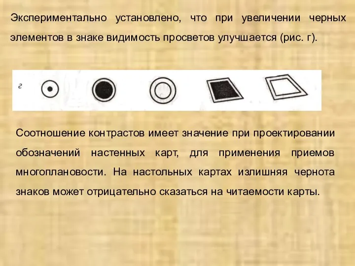 Экспериментально установлено, что при увеличении черных элементов в знаке видимость просветов улучшается