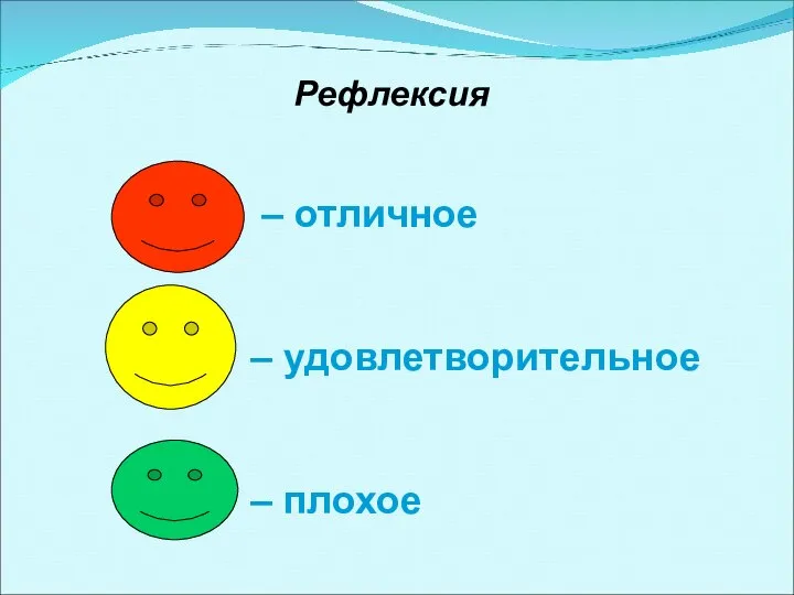 Рефлексия – отличное – удовлетворительное – плохое