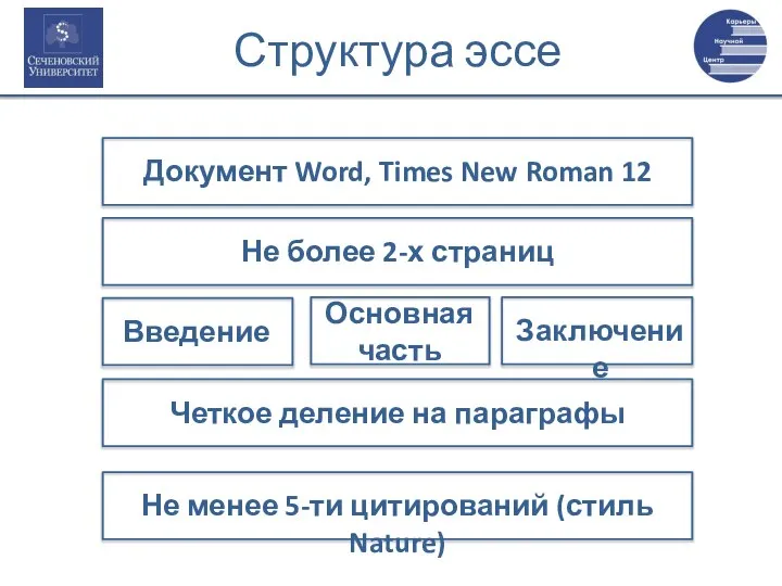 Структура эссе Документ Word, Times New Roman 12 Не более 2-х страниц