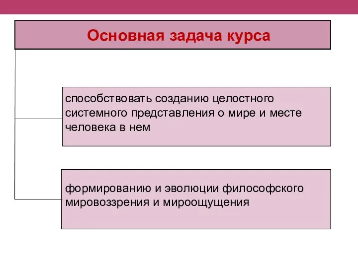 Основная задача курса способствовать созданию целостного системного представления о мире и месте