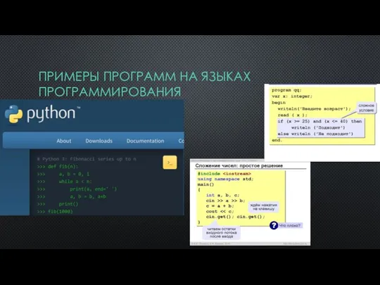 ПРИМЕРЫ ПРОГРАММ НА ЯЗЫКАХ ПРОГРАММИРОВАНИЯ