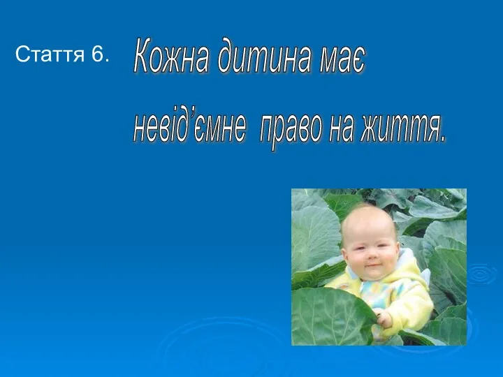 Стаття 6. Кожна дитина має невід’ємне право на життя.