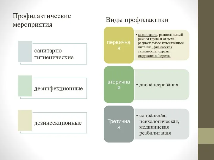 Профилактические мероприятия Виды профилактики