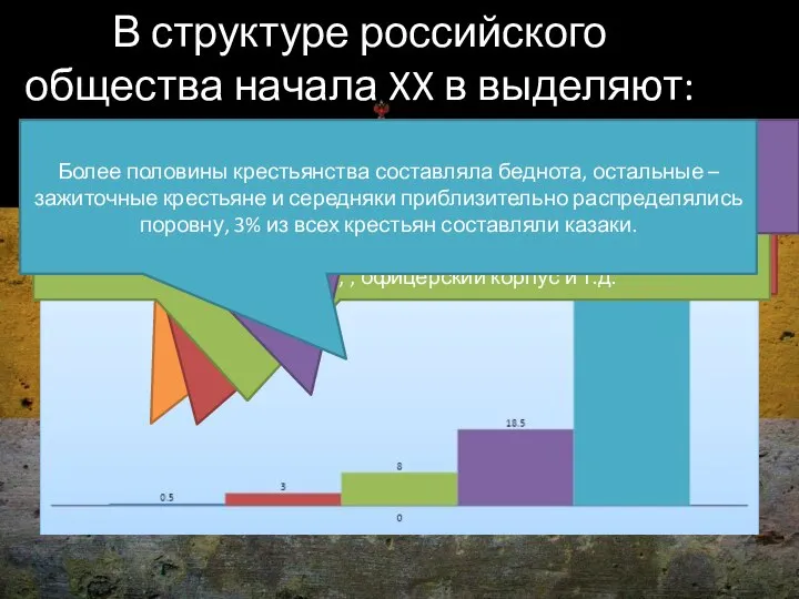 В структуре российского общества начала XX в выделяют: В структуре российского общества