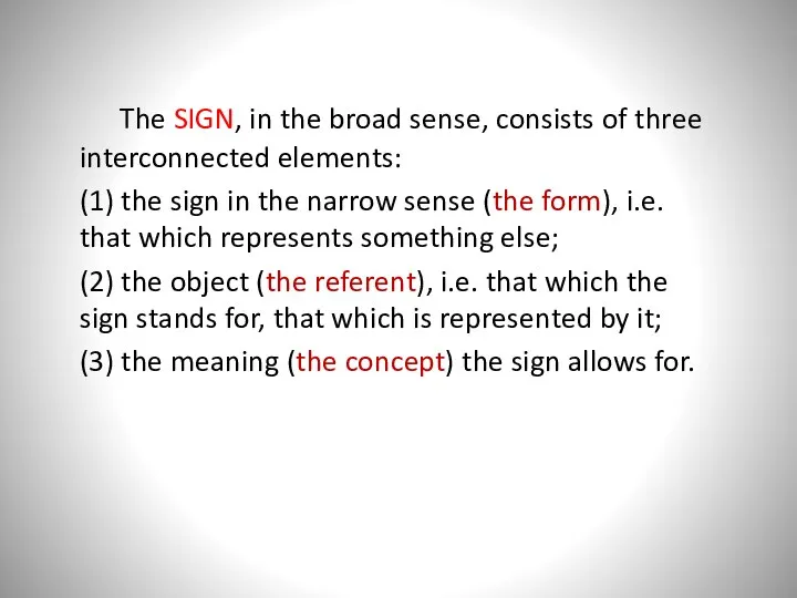 The SIGN, in the broad sense, consists of three interconnected elements: (1)