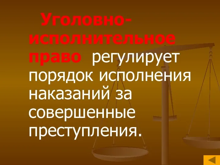 Уголовно-исполнительное право регулирует порядок исполнения наказаний за совершенные преступления.