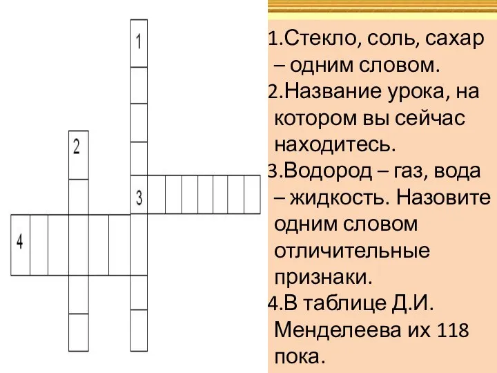 Стекло, соль, сахар – одним словом. Название урока, на котором вы сейчас