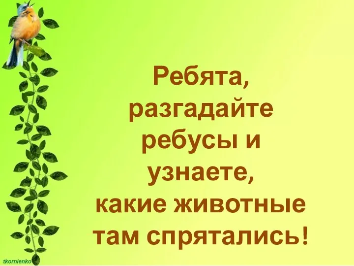 Ребята, разгадайте ребусы и узнаете, какие животные там спрятались!