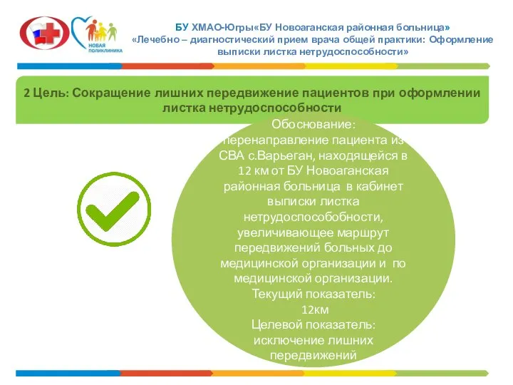 БУ ХМАО-Югры«БУ Новоаганская районная больница» «Лечебно – диагностический прием врача общей практики: