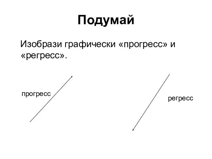 Подумай Изобрази графически «прогресс» и «регресс». прогресс регресс