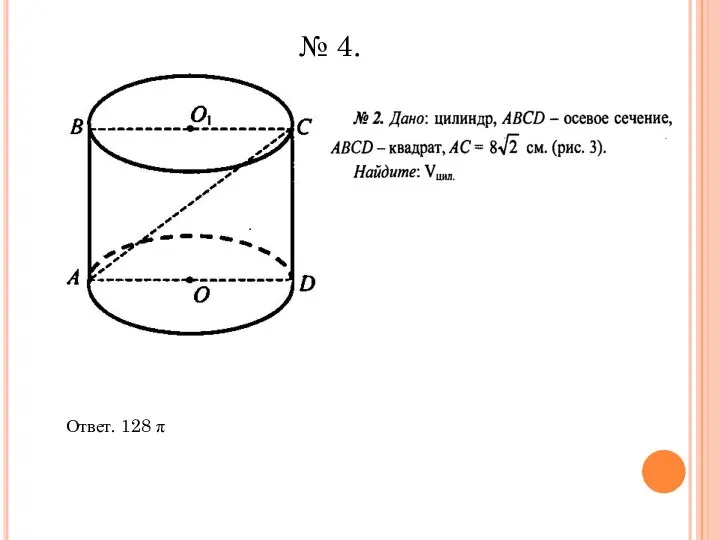 Ответ. 128 π № 4.