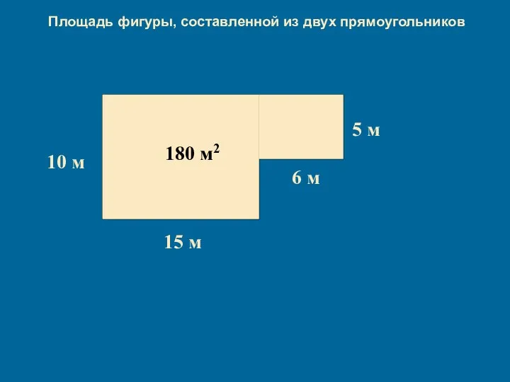 150 м2 30 м2 180 м2 Площадь фигуры, составленной из двух прямоугольников