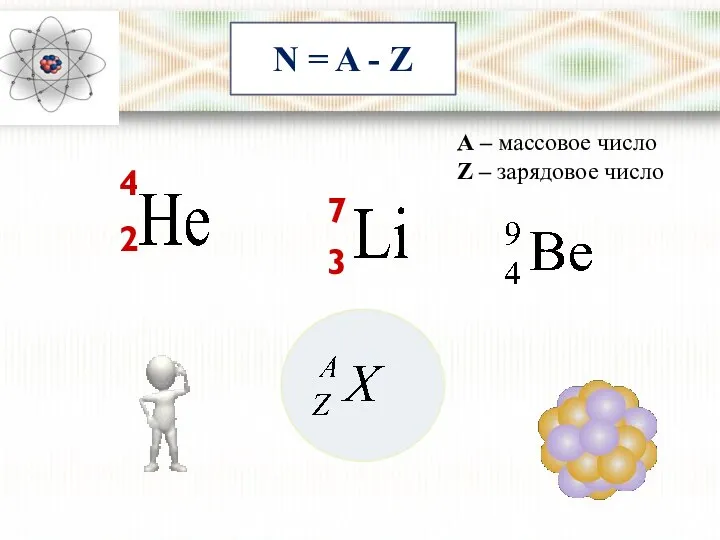 4 2 7 3 N = A - Z А – массовое