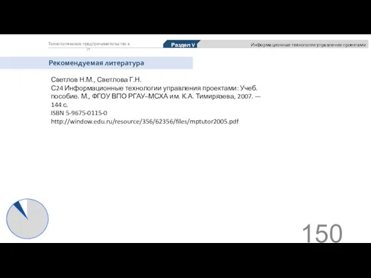 Технологическое предпринимательство в IT Рекомендуемая литература Светлов Н.М., Светлова Г.Н. С24 Информационные