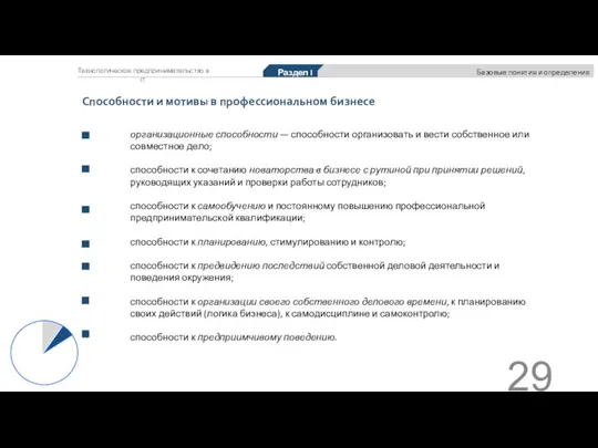 Технологическое предпринимательство в IT Раздел I Базовые понятия и определения организационные способности