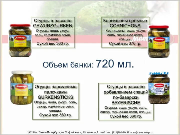 192289 г. Санкт-Петербург ул. Софийская д. 95, литера А тел/факс (812)702-70-32 yura@mamminger.ru