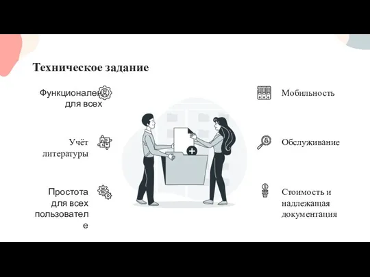 Техническое задание Стоимость и надлежащая документация Обслуживание Мобильность Простота для всех пользователе