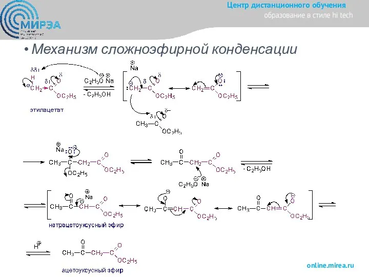 Механизм сложноэфирной конденсации