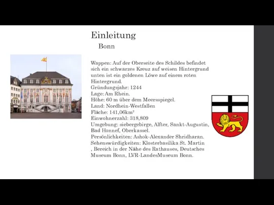 Einleitung Bonn Wappen: Auf der Oberseite des Schildes befindet sich ein schwarzes