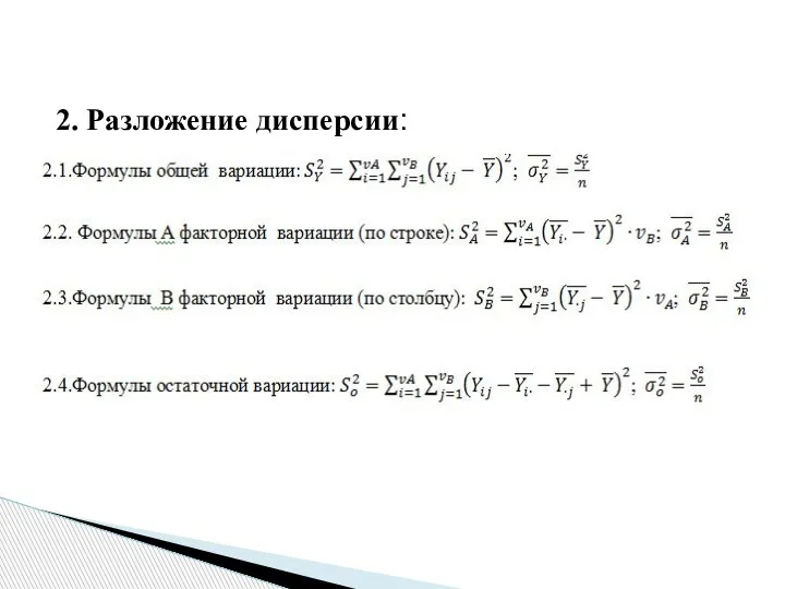 2. Разложение дисперсии: