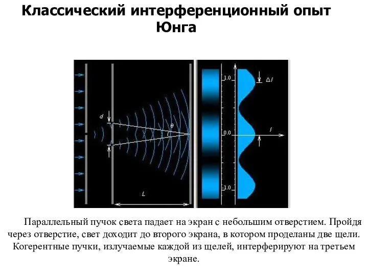 Параллельный пучок света падает на экран с небольшим отверстием. Пройдя через отверстие,