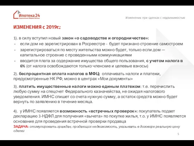 Изменения при сделках с недвижимостью 1). в силу вступил новый закон «о