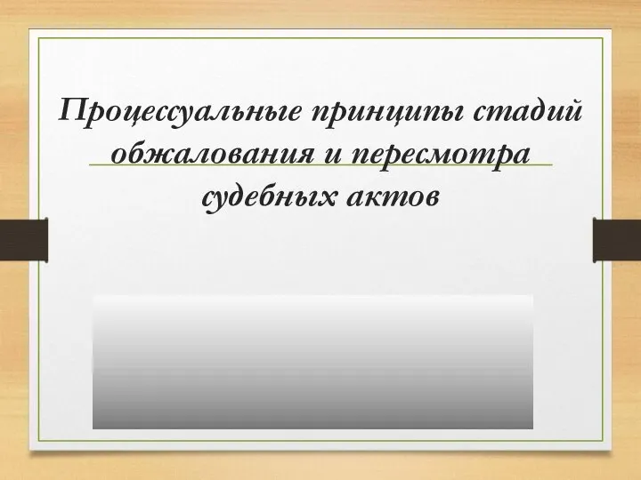 Процессуальные принципы стадий обжалования и пересмотра судебных актов