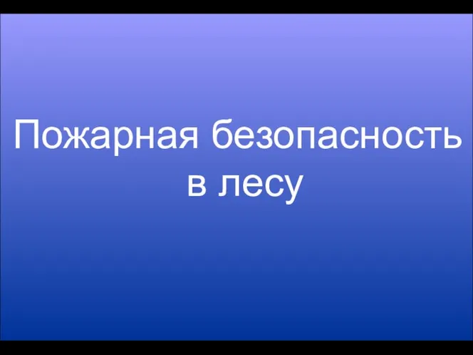 Пожарная безопасность в лесу