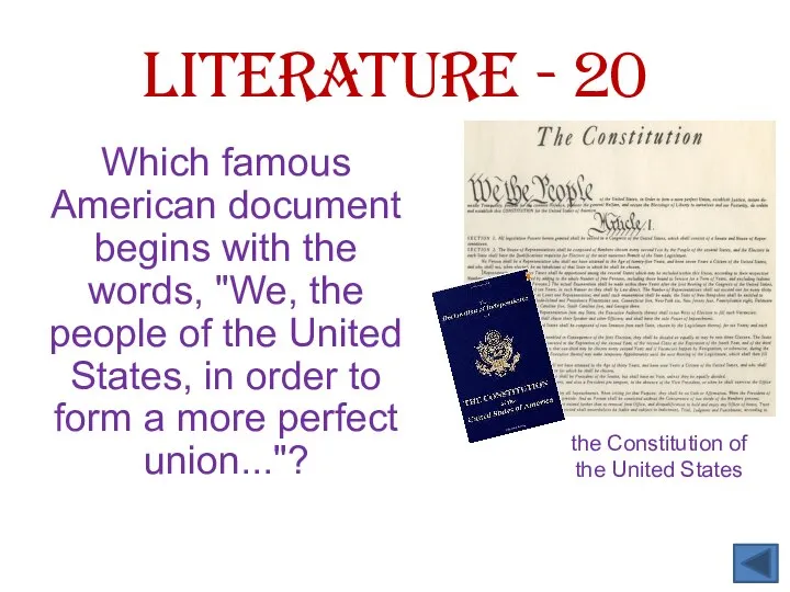 Which famous American document begins with the words, "We, the people of