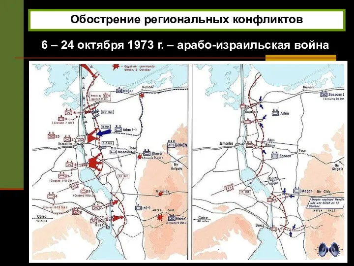 Обострение региональных конфликтов 6 – 24 октября 1973 г. – арабо-израильская война