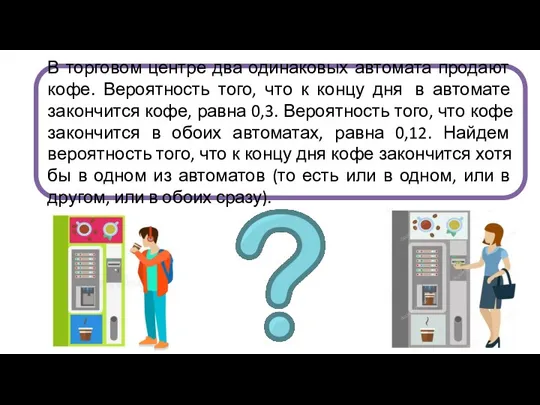 В торговом центре два одинаковых автомата продают кофе. Вероятность того, что к