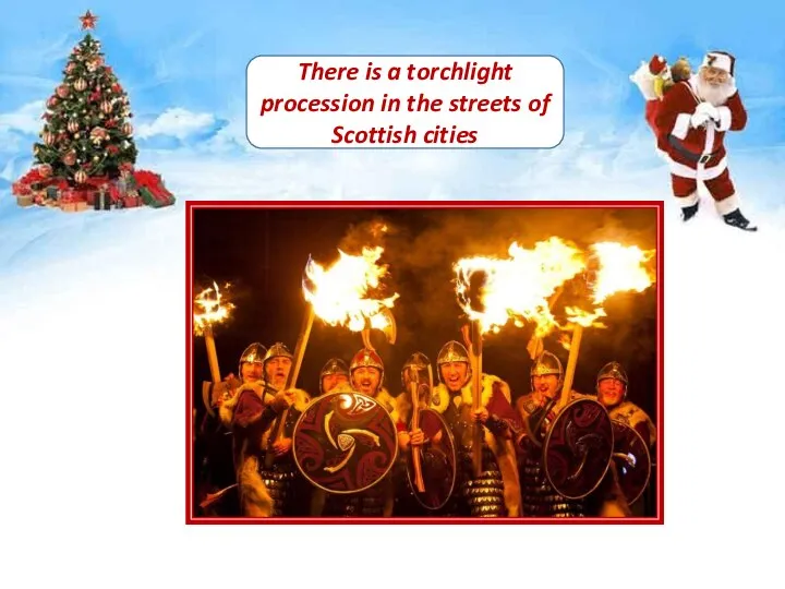 There is a torchlight procession in the streets of Scottish cities