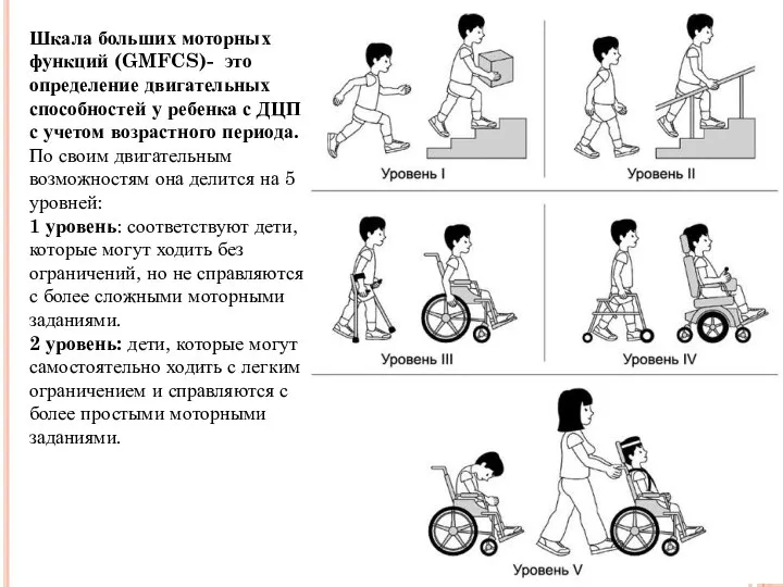 Шкала больших моторных функций (GMFCS)- это определение двигательных способностей у ребенка с