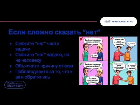 Скажите “нет” части задачи Скажите “нет” задаче, но не человеку Объясните причину