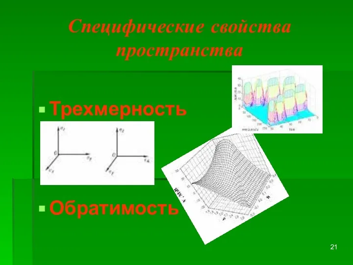 Специфические свойства пространства Трехмерность Обратимость