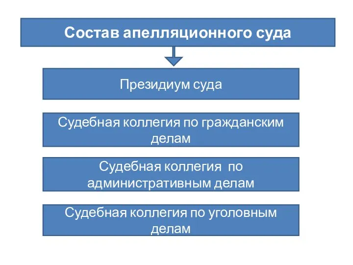 Состав апелляционного суда Президиум суда Судебная коллегия по гражданским делам Судебная коллегия