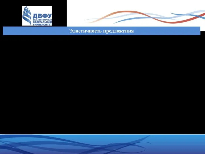 Эластичность предложения Ценовая эластичность предложения показывает, на сколько процентов изменяется предложение товара