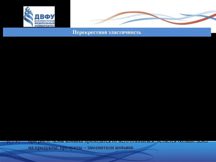 Перекрестная эластичность Эластичность спроса по цене другого товара (перекрестная эластич-ность) показывает, на