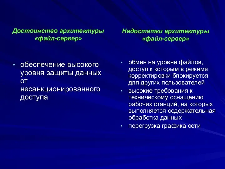 обеспечение высокого уровня защиты данных от несанкционированного доступа обмен на уровне файлов,