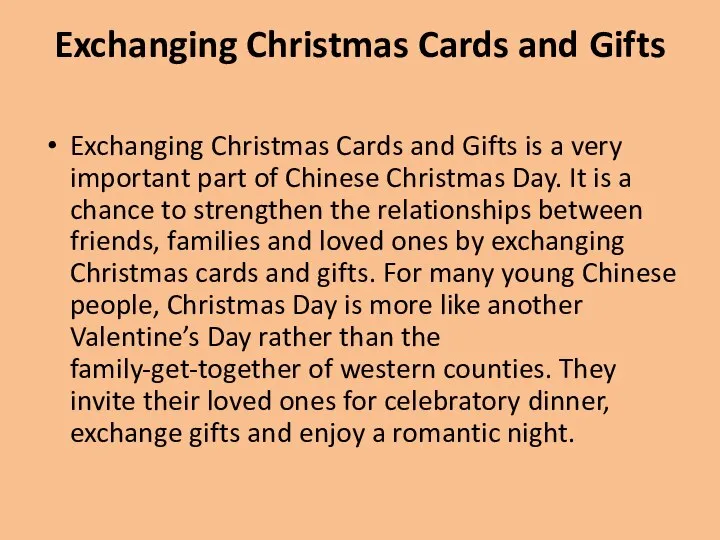 Exchanging Christmas Cards and Gifts Exchanging Christmas Cards and Gifts is a