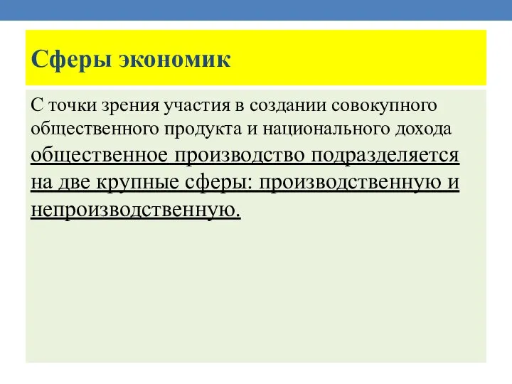 Сферы экономик С точки зрения участия в создании совокупного общественного продукта и