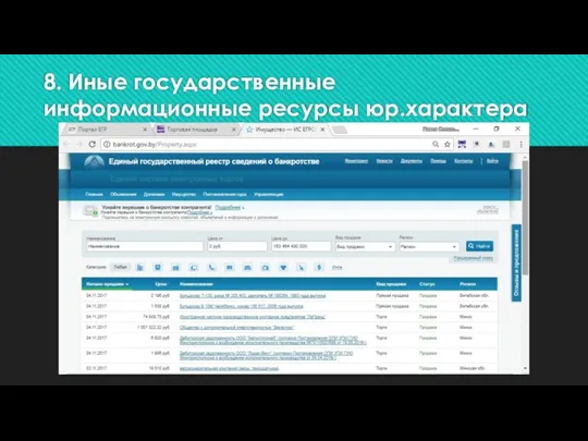 8. Иные государственные информационные ресурсы юр.характера