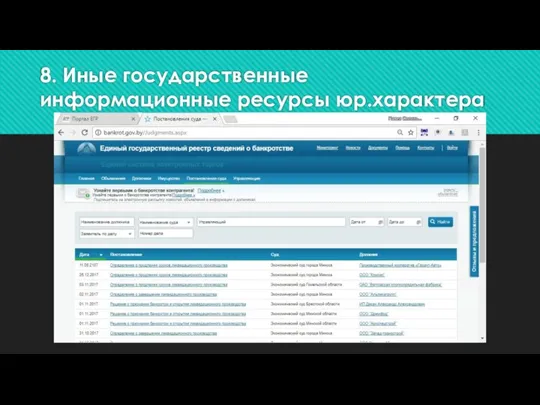 8. Иные государственные информационные ресурсы юр.характера