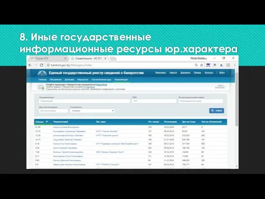 8. Иные государственные информационные ресурсы юр.характера