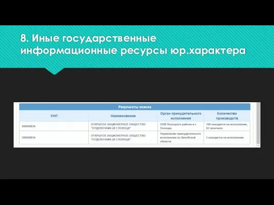 8. Иные государственные информационные ресурсы юр.характера